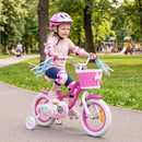 Mermaid Kids Bike with Basket and Streamers – Rose / 12 inches