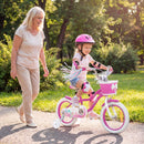 Mermaid Kids Bike with Basket and Streamers – Rose / 14 inches