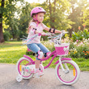 Mermaid Kids Bike with Basket and Streamers – Rose / 16 inches