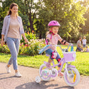 Mermaid Kids Bike with Basket and Streamers – Purple / 12 inches