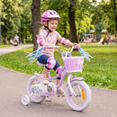 Mermaid Kids Bike with Basket and Streamers – Purple / 12 inches