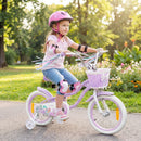 Mermaid Kids Bike with Basket and Streamers – Purple / 16 inches