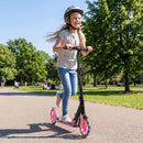 Folding Scooter with Suspension and 20cm Light-Up Wheels – Pink