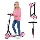 Folding Scooter with Suspension and 20cm Light-Up Wheels – Pink