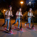 Folding Scooter with Suspension and 20cm Light-Up Wheels – Pink