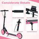 Folding Scooter with Suspension and 20cm Light-Up Wheels – Pink
