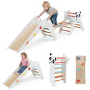Panda Wooden Climbing Set with Triangle Slide and Balance Bridge – Colourful