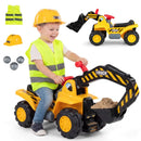 3-in-1 Kids Ride-On Construction Toy with Accessories – Yellow and Black