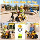 3-in-1 Kids Ride-On Construction Toy with Accessories – Yellow and Black