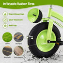 Kids Tricycle with Inflatable Tyres and Adjustable Seat – Green