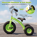 Kids Tricycle with Inflatable Tyres and Adjustable Seat – Green