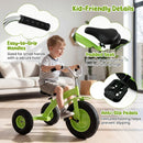 Kids Tricycle with Inflatable Tyres and Adjustable Seat – Green