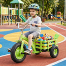 Kids Tricycle with Rear Basket and Adjustable Seat – Green