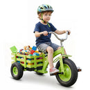 Kids Tricycle with Rear Basket and Adjustable Seat – Green