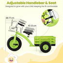 Kids Tricycle with Rear Basket and Adjustable Seat – Green