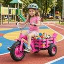 Kids Tricycle with Rear Basket and Adjustable Seat – Pink