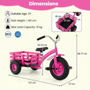 Kids Tricycle with Rear Basket and Adjustable Seat – Pink