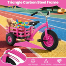 Kids Tricycle with Rear Basket and Adjustable Seat – Pink