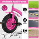 Kids Tricycle with Rear Basket and Adjustable Seat – Pink
