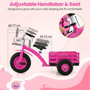 Kids Tricycle with Rear Basket and Adjustable Seat – Pink
