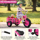 Kids Tricycle with Rear Basket and Adjustable Seat – Pink