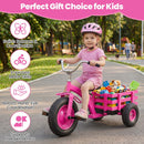 Kids Tricycle with Rear Basket and Adjustable Seat – Pink
