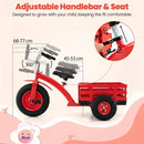 Kids Tricycle with Rear Basket and Adjustable Seat – Red