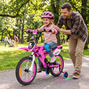 16-Inch Motocross-Style Kids Bike with Sound Effects – Pink