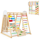 Foldable Wooden Jungle Gym with Swing and Monkey Bars – Colourful