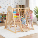 Foldable Wooden Jungle Gym with Swing and Monkey Bars – Natural