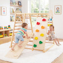 Foldable Wooden Jungle Gym with Swing and Monkey Bars – Natural