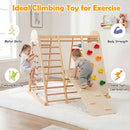 Foldable Wooden Jungle Gym with Swing and Monkey Bars – Natural