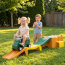 Kids Roller Coaster Track with Ride-On Car and Storage – Green