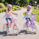 Girls Bike with Front Bag and Streamers – Purple / 14 inches