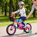 Kids Bike with Removable Basket and Adjustable Fit – Pink / 14 inches