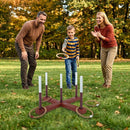 Wooden Ring-Toss Garden Game with Six Rings – Brown