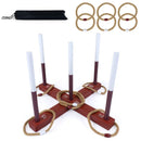 Wooden Ring-Toss Garden Game with Six Rings – Brown