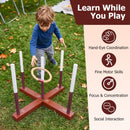 Wooden Ring-Toss Garden Game with Six Rings – Brown