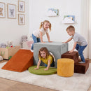 6-Piece Velvet Foam Climbing Playset – Grey