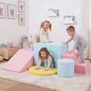 6-Piece Velvet Foam Climbing Playset – Light Pink