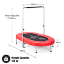 Double Trampoline with Adjustable Handrail – Red