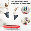 Double Trampoline with Adjustable Handrail – Red