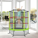163cm Kids Trampoline with Enclosure Net – Green