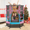163cm Kids Trampoline with Enclosure Net – Macaron