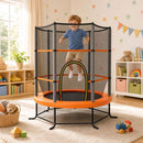 163cm Kids Trampoline with Enclosure Net – Orange