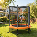 163cm Kids Trampoline with Enclosure Net – Orange