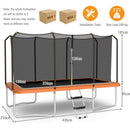 430cm Rectangular Trampoline with Enclosure and Ladder – Orange