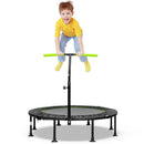 110cm Folding Mini Trampoline with Adjustable Handrail – Green