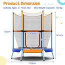 Kids Trampoline with Curved Legs and Enclosure Net – Orange