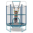 Kids Trampoline with Gymnastic Bar and Rings – Blue